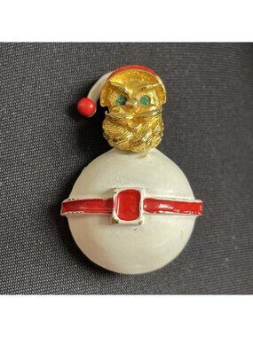 Vtg Signed ART Arthur Pepper Christmas SANTA Gold-Tone Brooch Pin HTF